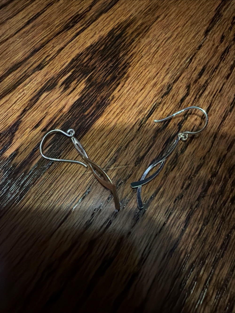 Delicate Twisted Drop Earrings in Silver